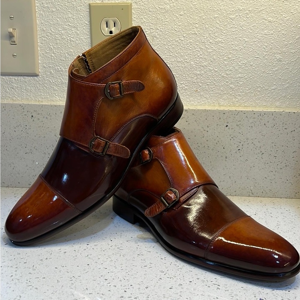 Aldo double monk strap boots. Custom patina
